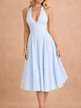 NWOT House Of Cb Arietta Small Plus Cup Halter V Neck Spring Bridesmaid Summer S